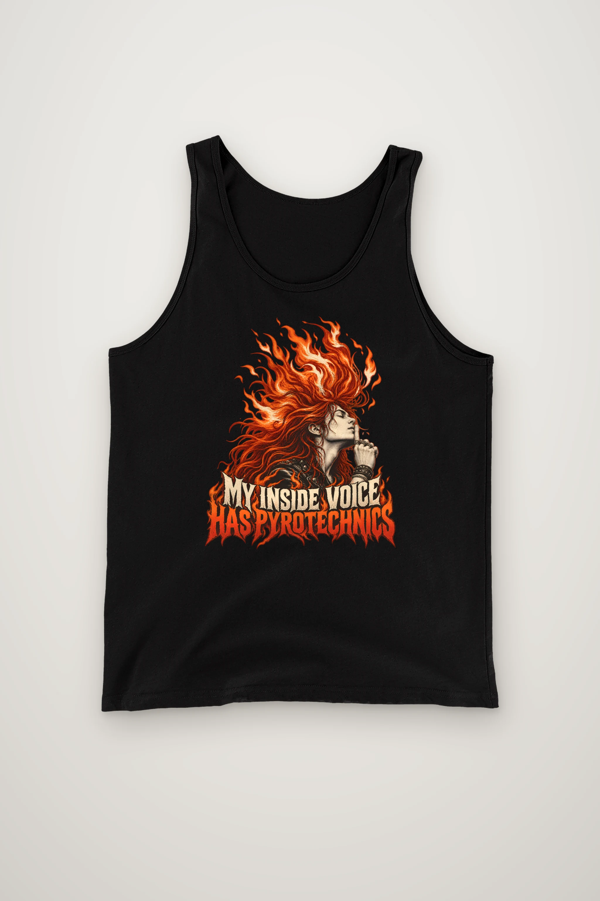 "My Inside Voice Has Pyrotechnics" Unisex Jersey Tank
