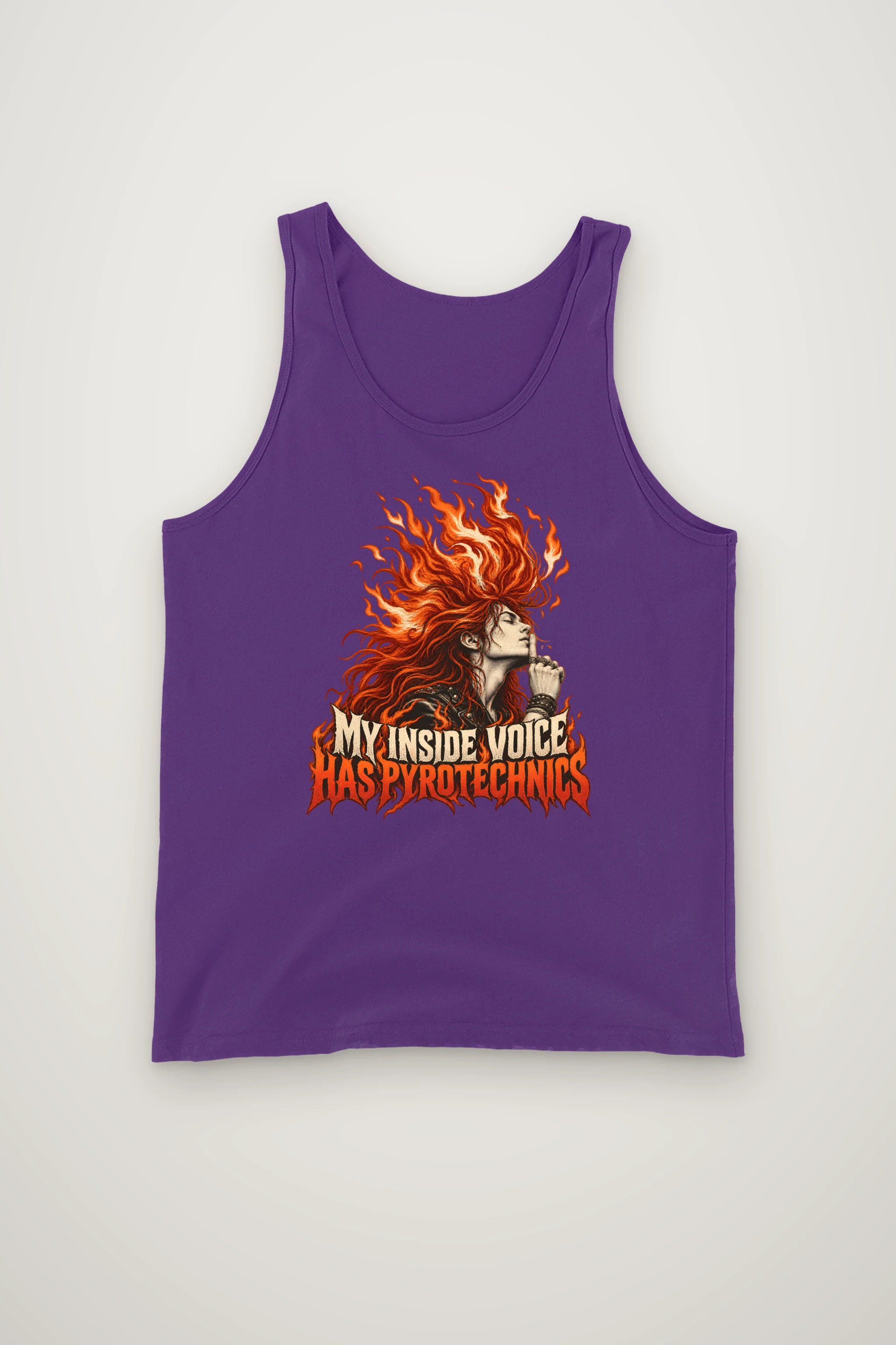 "My Inside Voice Has Pyrotechnics" Unisex Jersey Tank