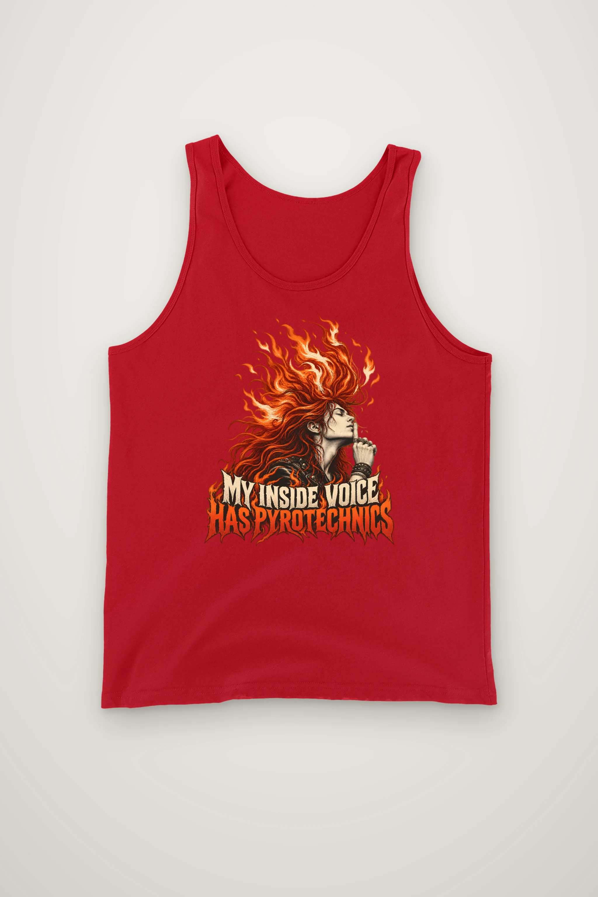 "My Inside Voice Has Pyrotechnics" Unisex Jersey Tank