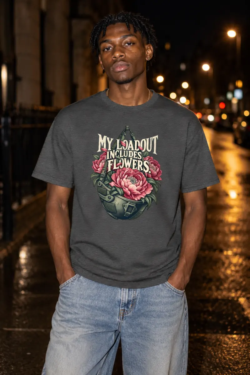 "My Loadout Includes Flowers" Heavyweight Unisex Crewneck T-shirt