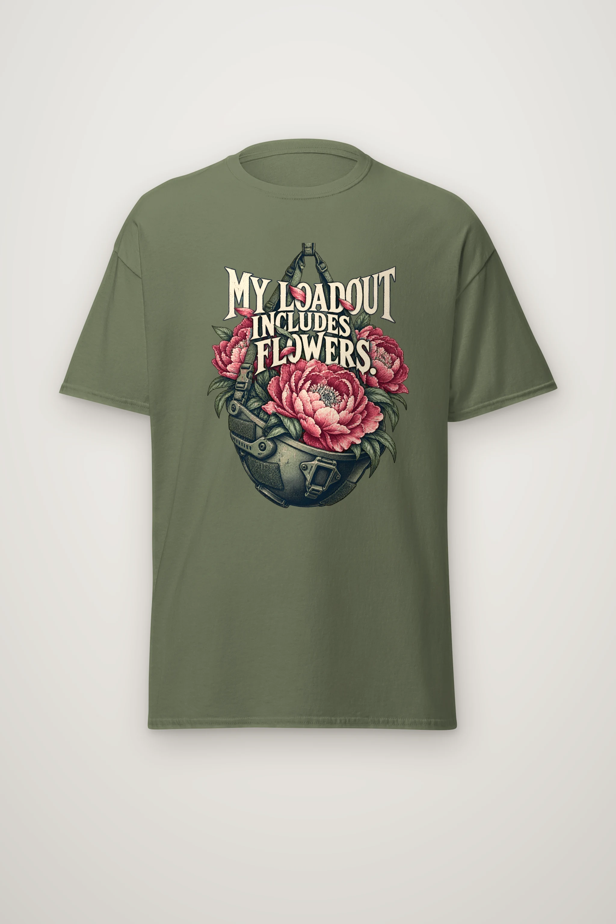 "My Loadout Includes Flowers" Heavyweight Unisex Crewneck T-shirt