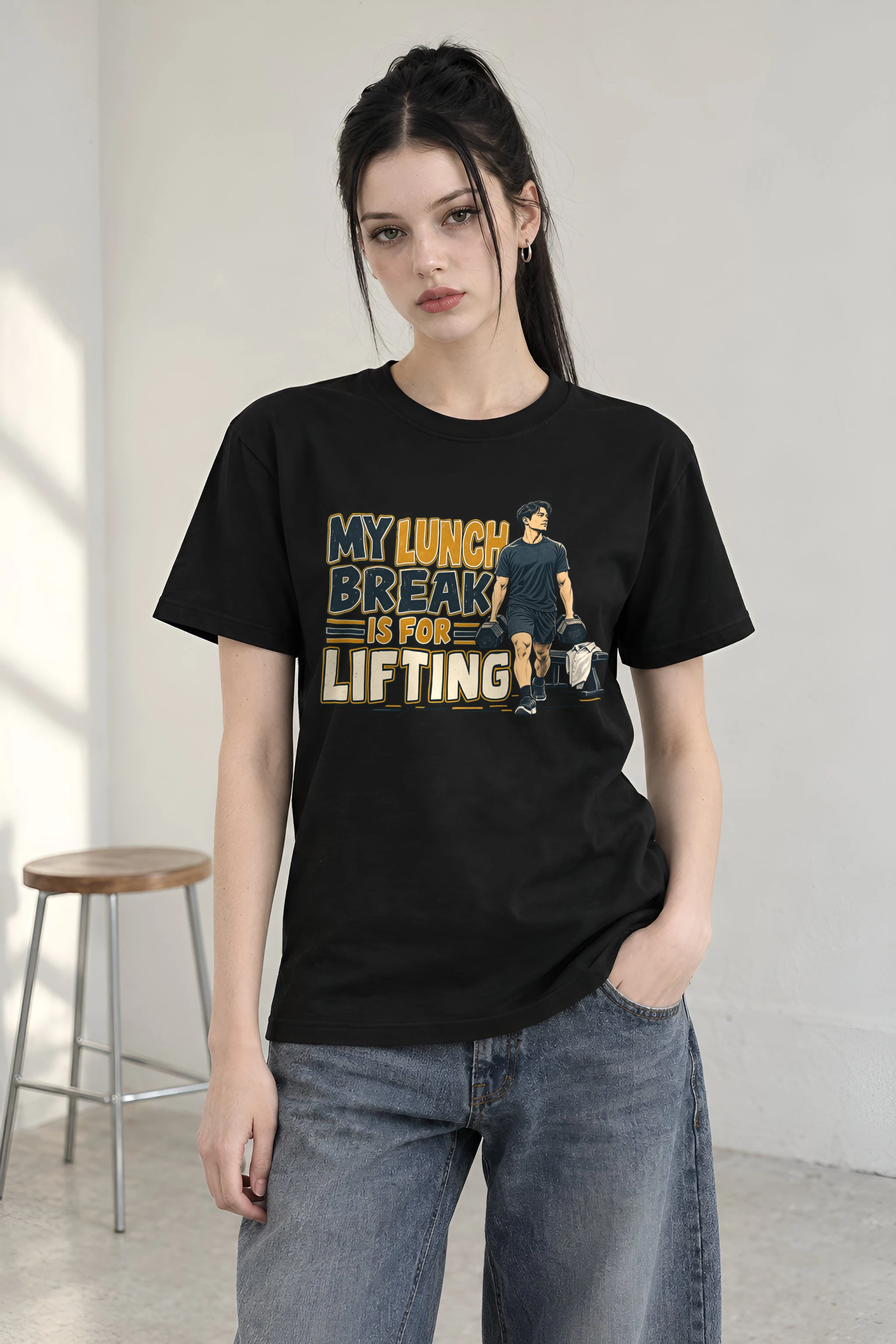 "My Lunch Break Is For Lifting" Heavyweight Unisex Crewneck T-shirt