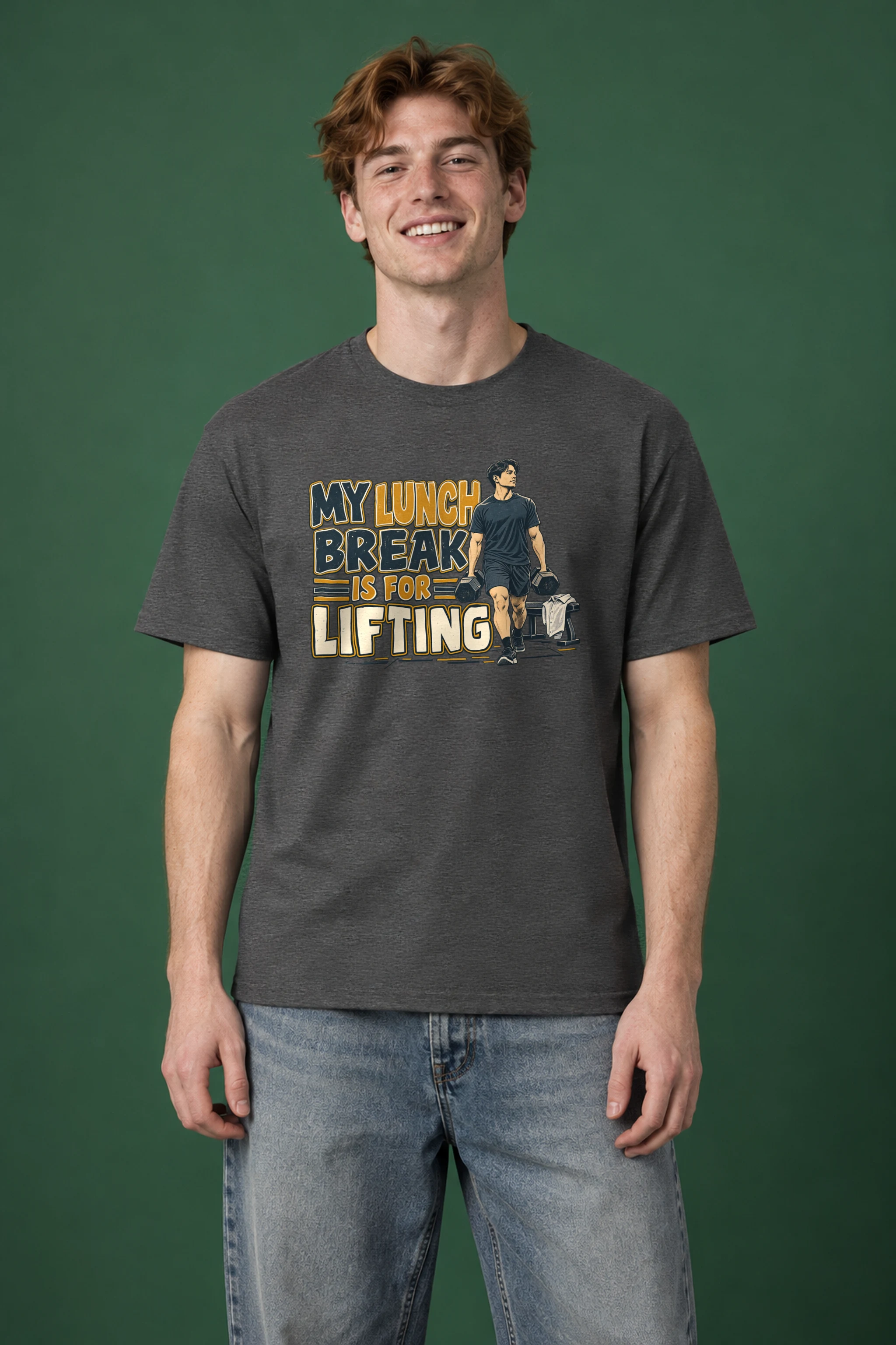 "My Lunch Break Is For Lifting" Heavyweight Unisex Crewneck T-shirt