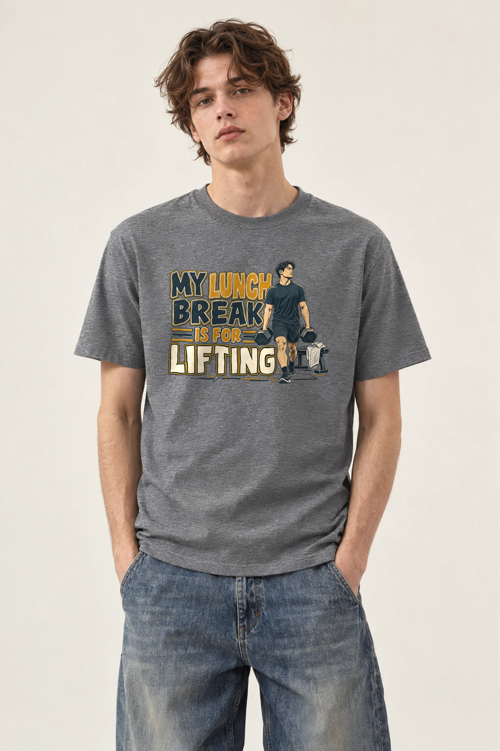 "My Lunch Break Is For Lifting" Heavyweight Unisex Crewneck T-shirt
