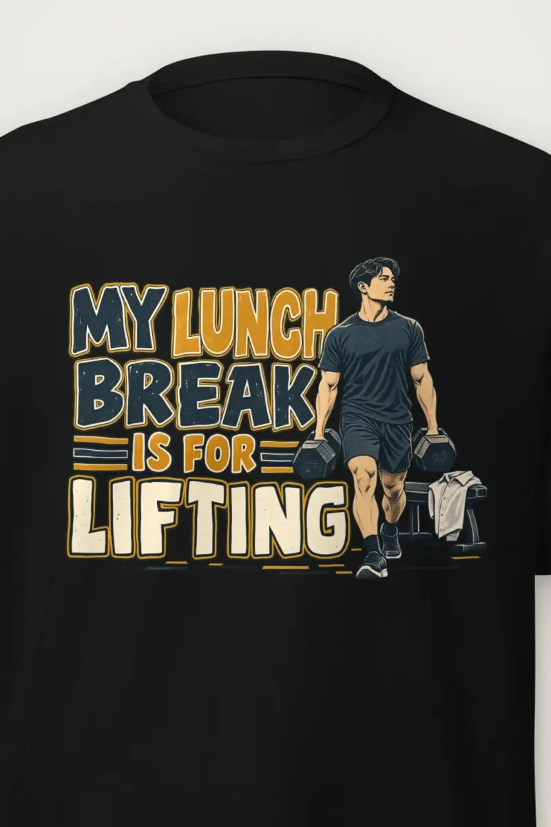 "My Lunch Break Is For Lifting" Heavyweight Unisex Crewneck T-shirt - the graphic up close