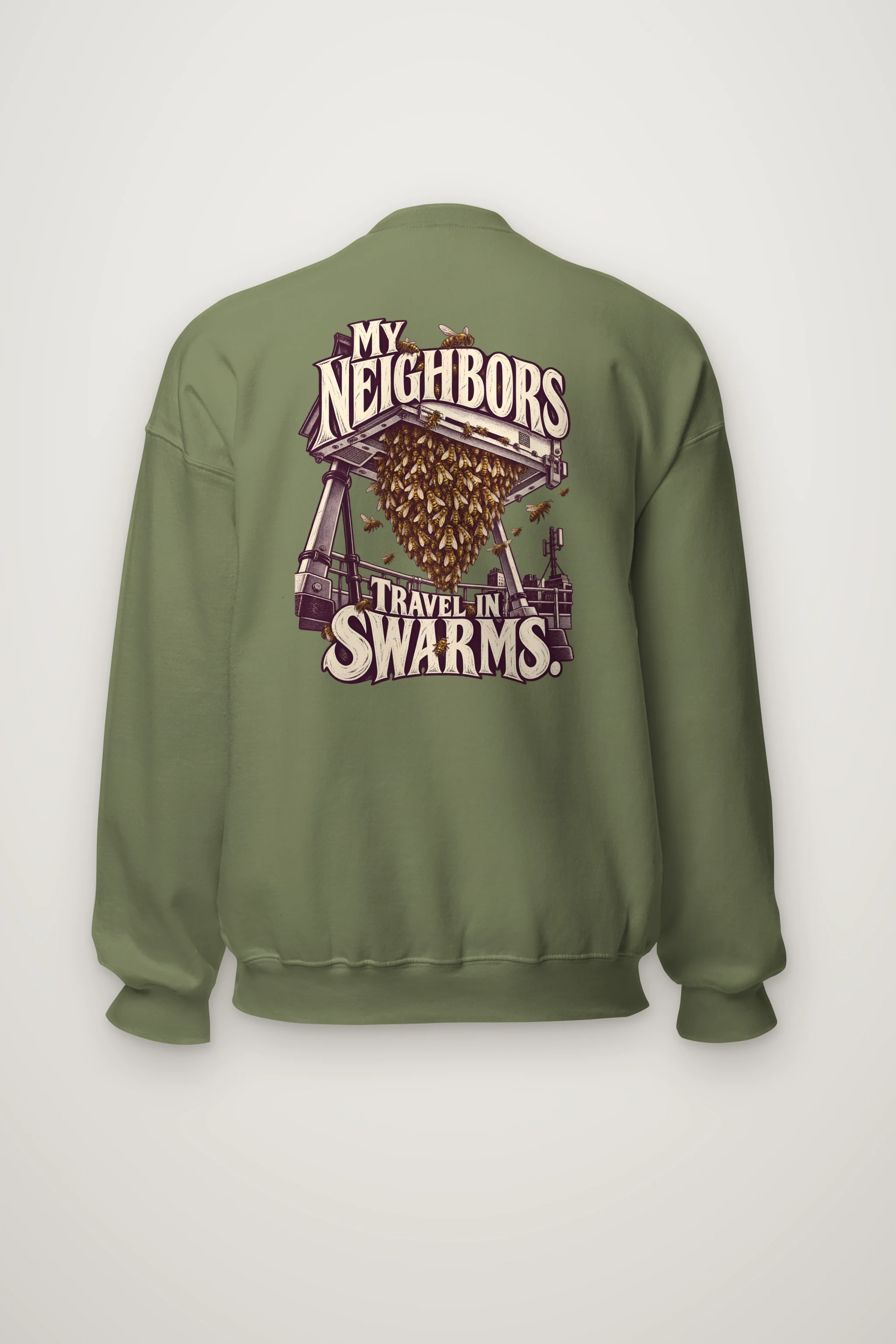 "My Neighbors Travel in Swarms" Heavy Blend Unisex Crewneck Sweatshirt