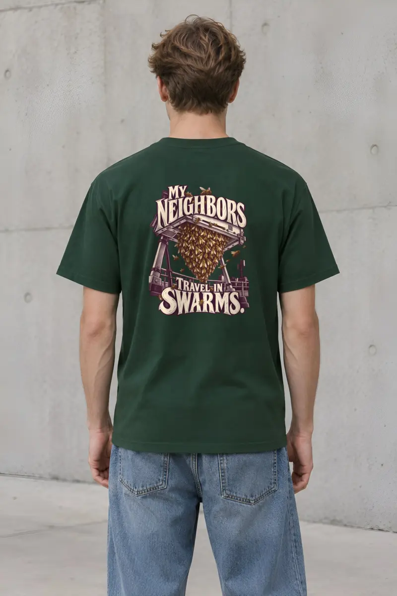 “My Neighbors Travel in Swarms” Heavyweight Unisex Crewneck T-shirt