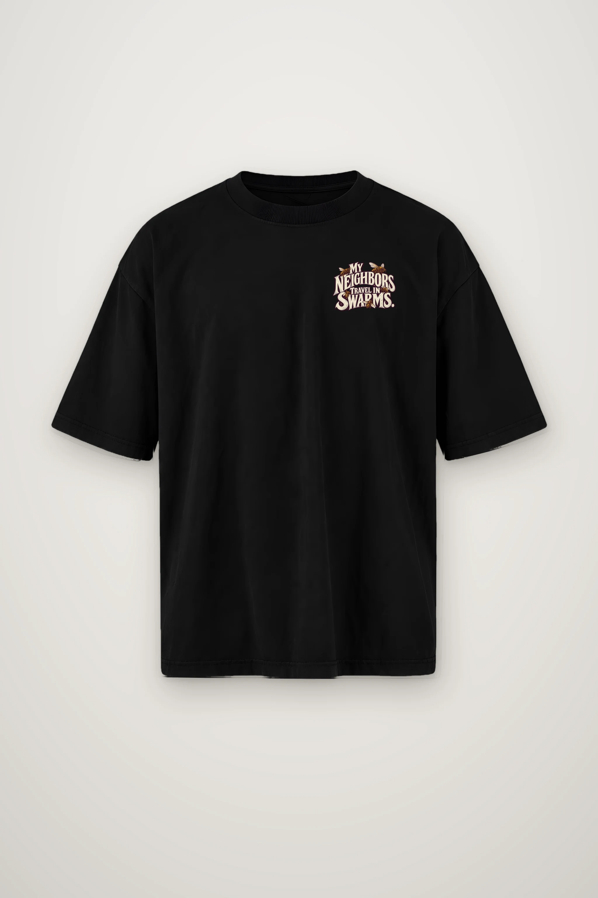 "My Neighbors Travel in Swarms" Men's Oversized Heavyweight Crewneck T-Shirt