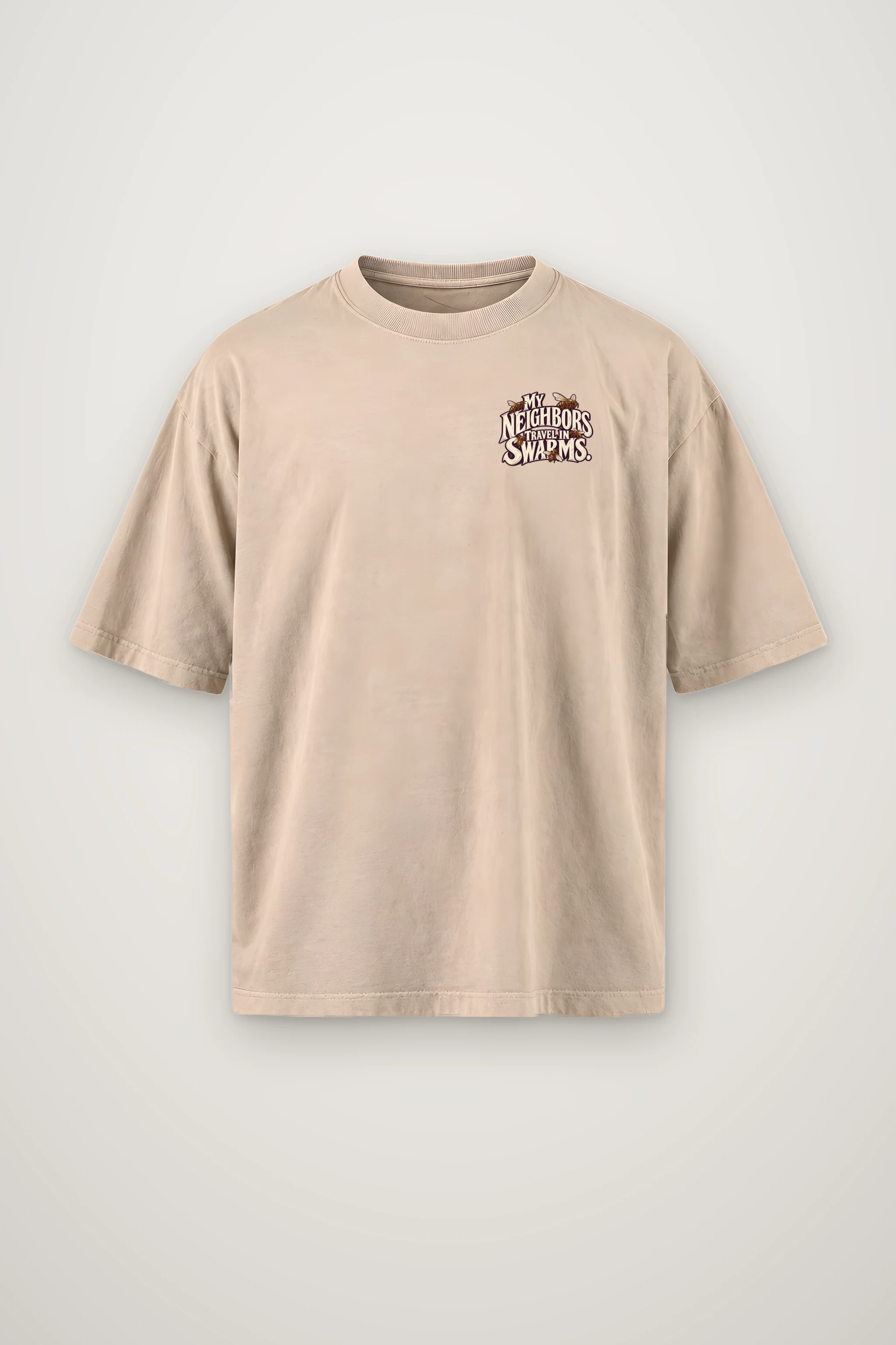 "My Neighbors Travel in Swarms" Men's Oversized Heavyweight Crewneck T-Shirt