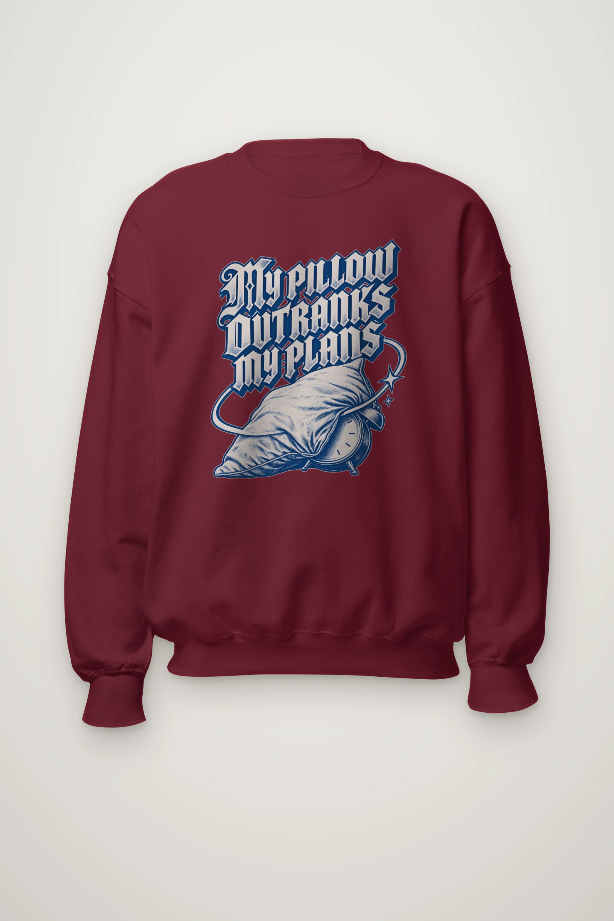 "My Pillow Outranks My Plans" Heavy Blend Unisex Crewneck Sweatshirt