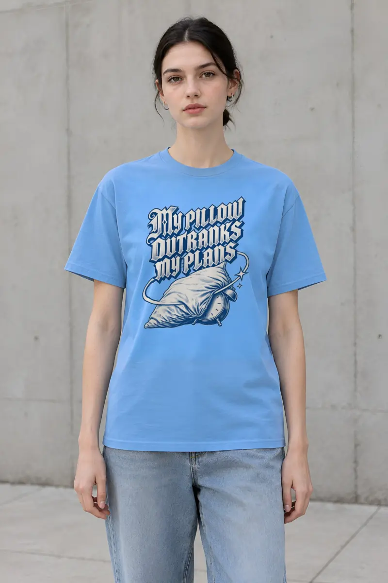 "My Pillow Outranks My Plans" Heavyweight Unisex Crewneck T-shirt