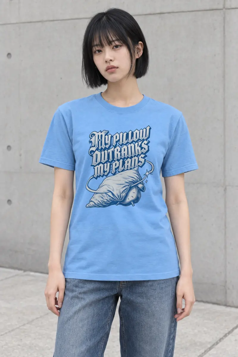 “My Pillow Outranks My Plans” Heavyweight Unisex Crewneck T-shirt