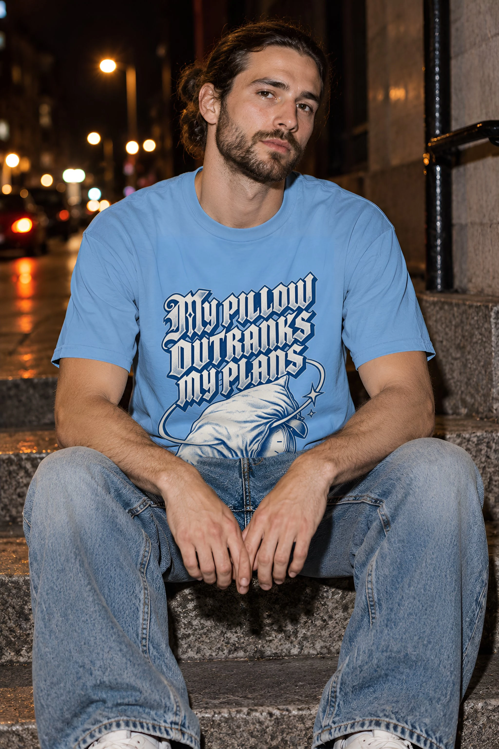 "My Pillow Outranks My Plans" Heavyweight Unisex Crewneck T-shirt