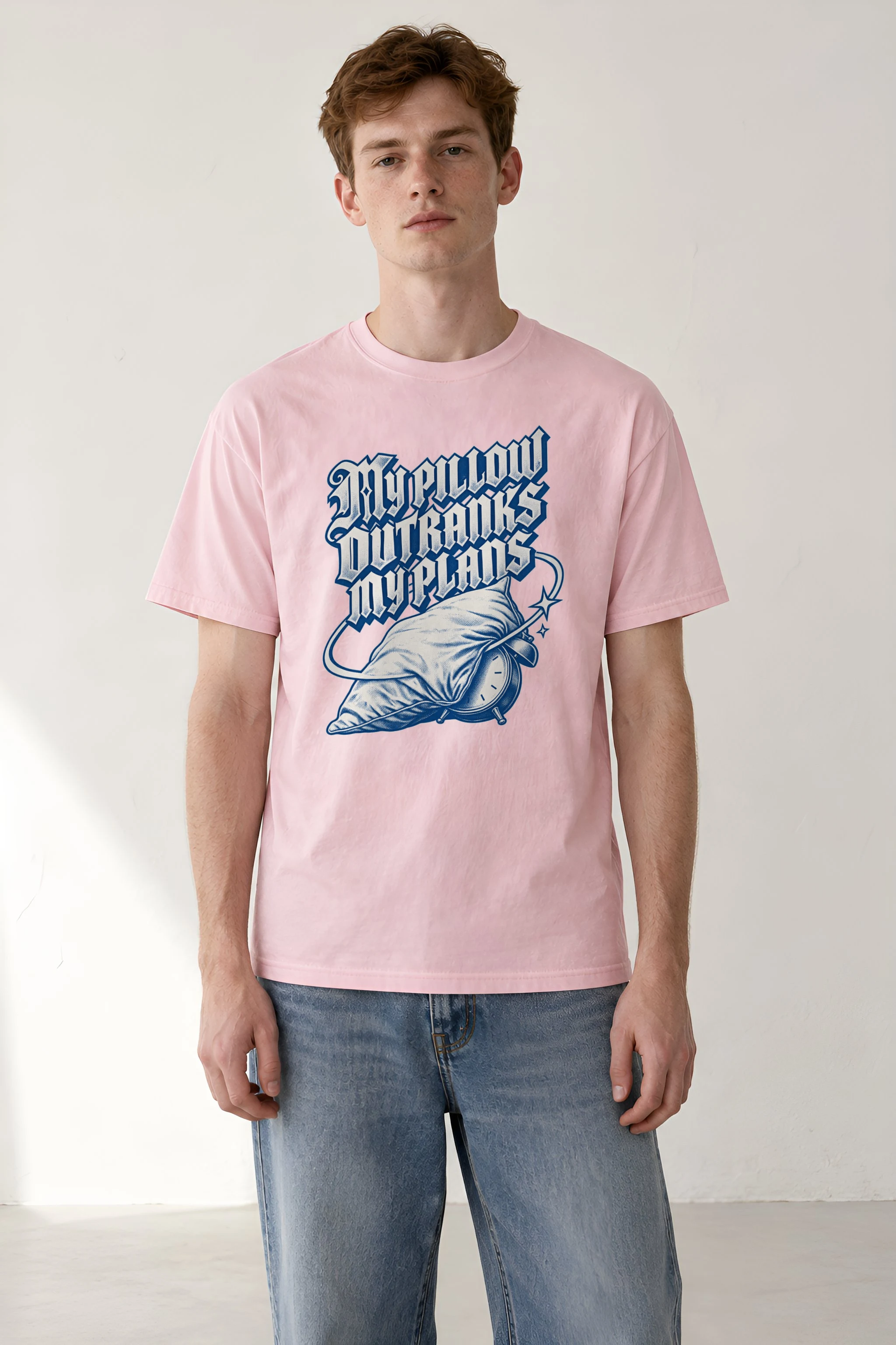 "My Pillow Outranks My Plans" Heavyweight Unisex Crewneck T-shirt