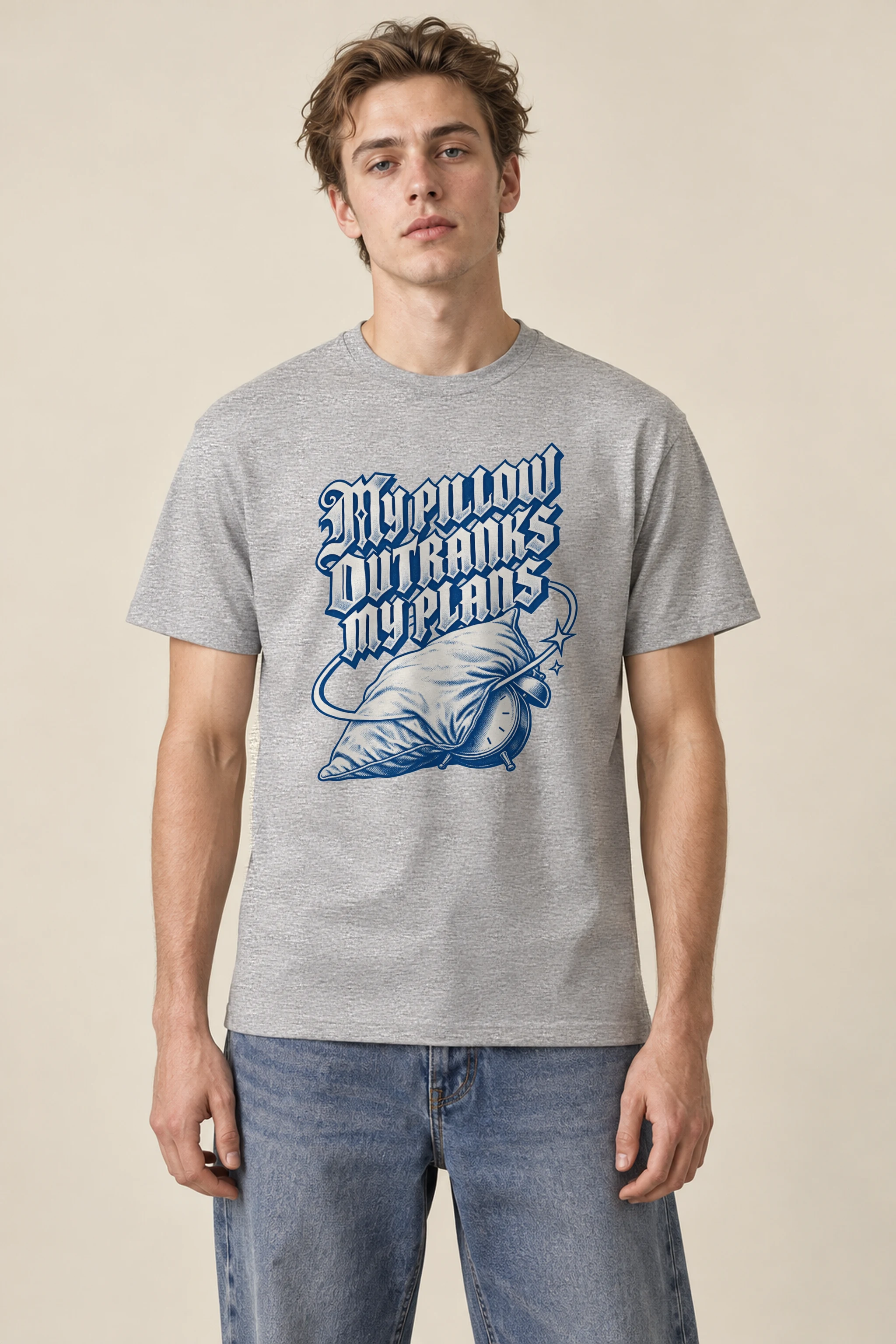 "My Pillow Outranks My Plans" Heavyweight Unisex Crewneck T-shirt