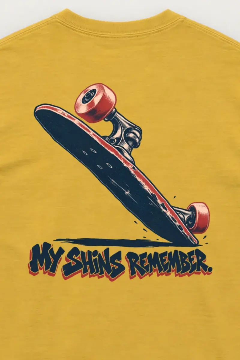 "My Shins Remember" Unisex Longsleeve T-shirt - the graphic up close
