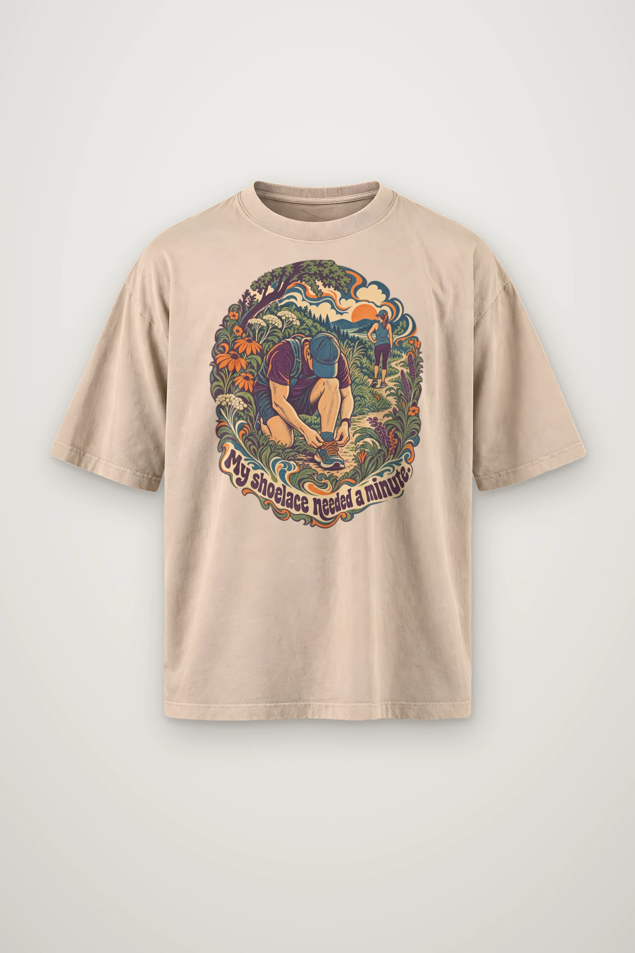 "My Shoelace Needed a Minute" Men's Oversized Heavyweight Crewneck T-Shirt