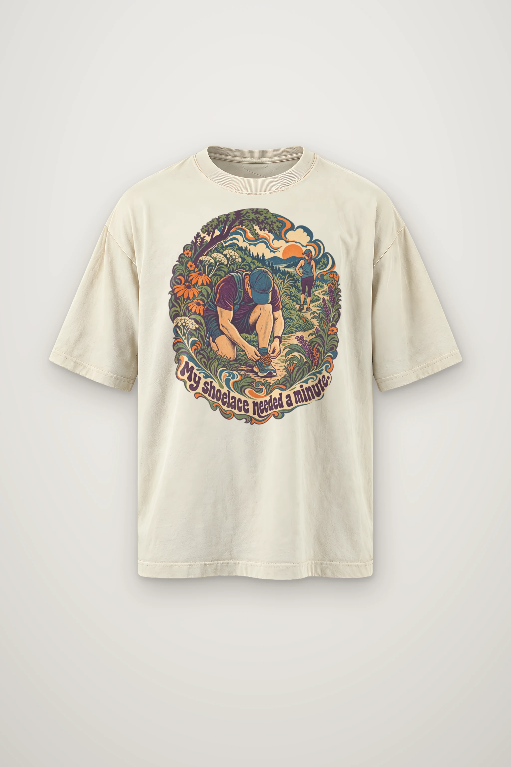 "My Shoelace Needed a Minute" Men's Oversized Heavyweight Crewneck T-Shirt