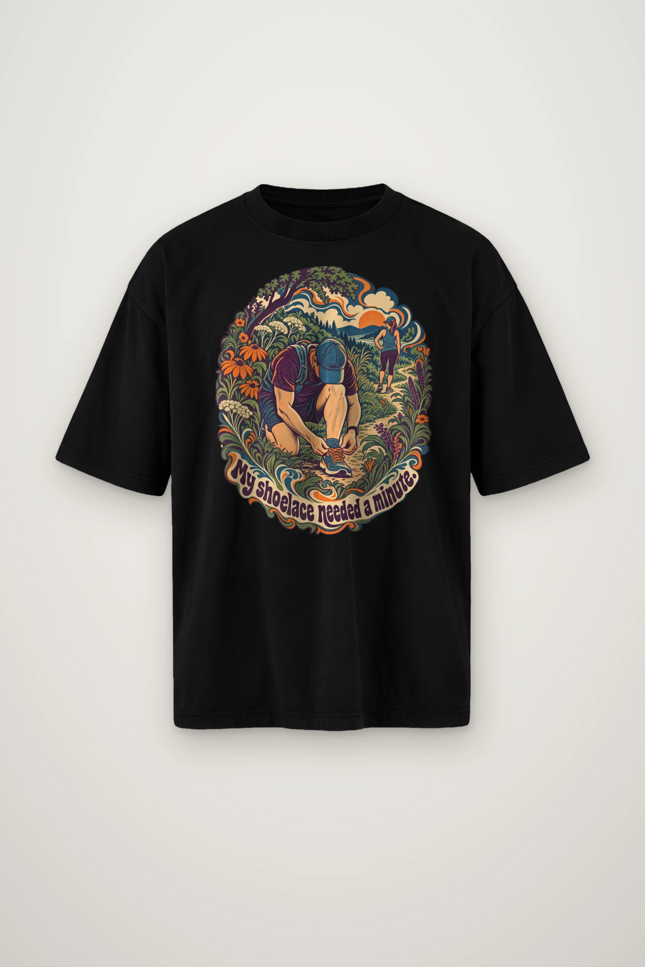 "My Shoelace Needed a Minute" Men's Oversized Heavyweight Crewneck T-Shirt