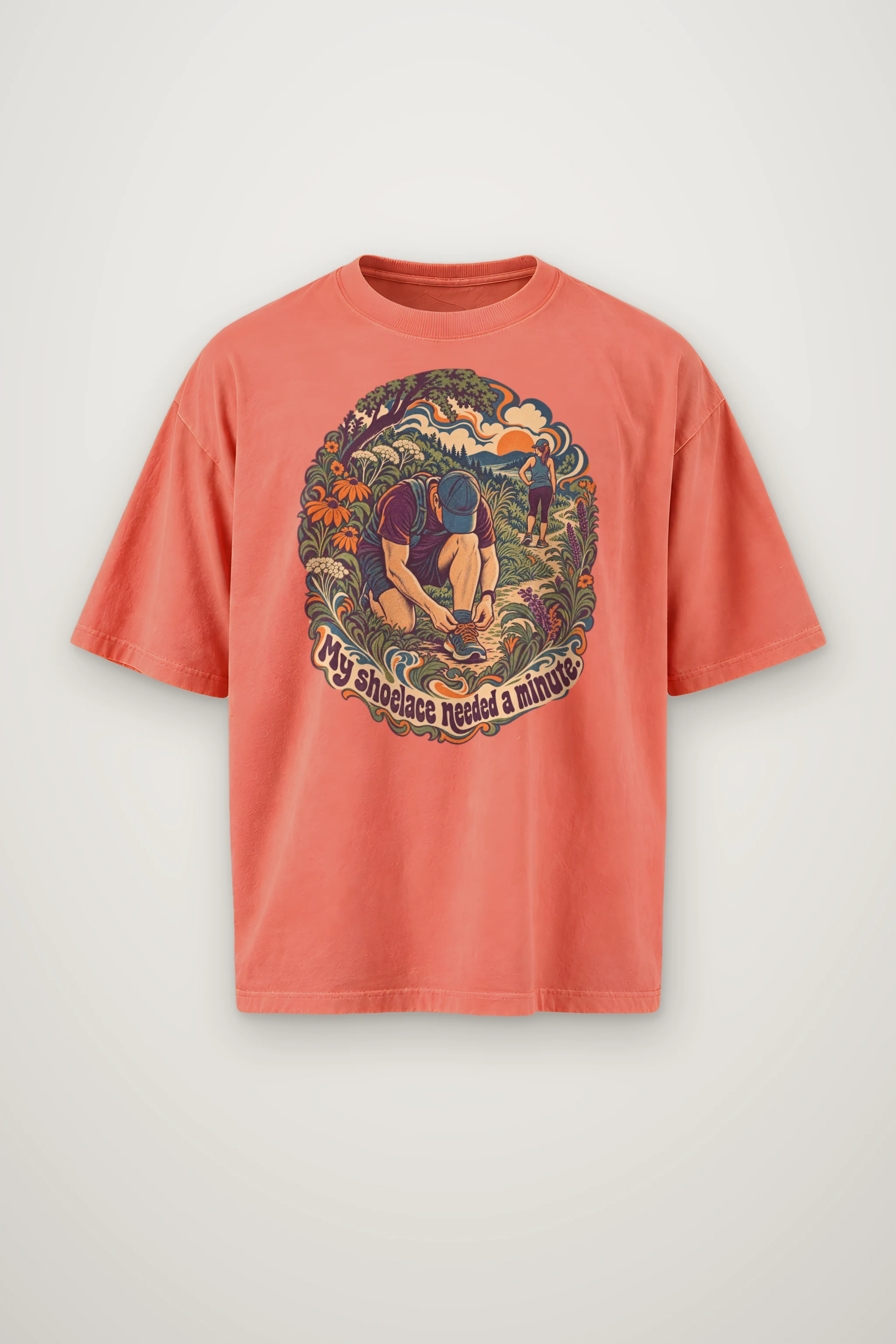 "My Shoelace Needed a Minute" Men's Oversized Heavyweight Crewneck T-Shirt