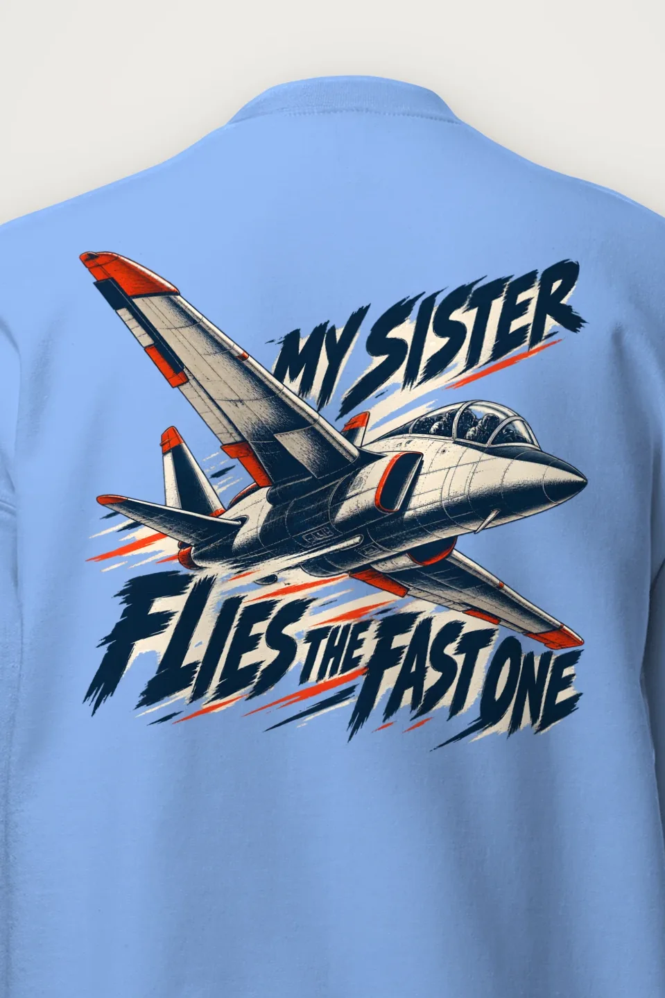 "My Sister Flies the Fast One" Heavy Blend Unisex Crewneck Sweatshirt - the graphic up close