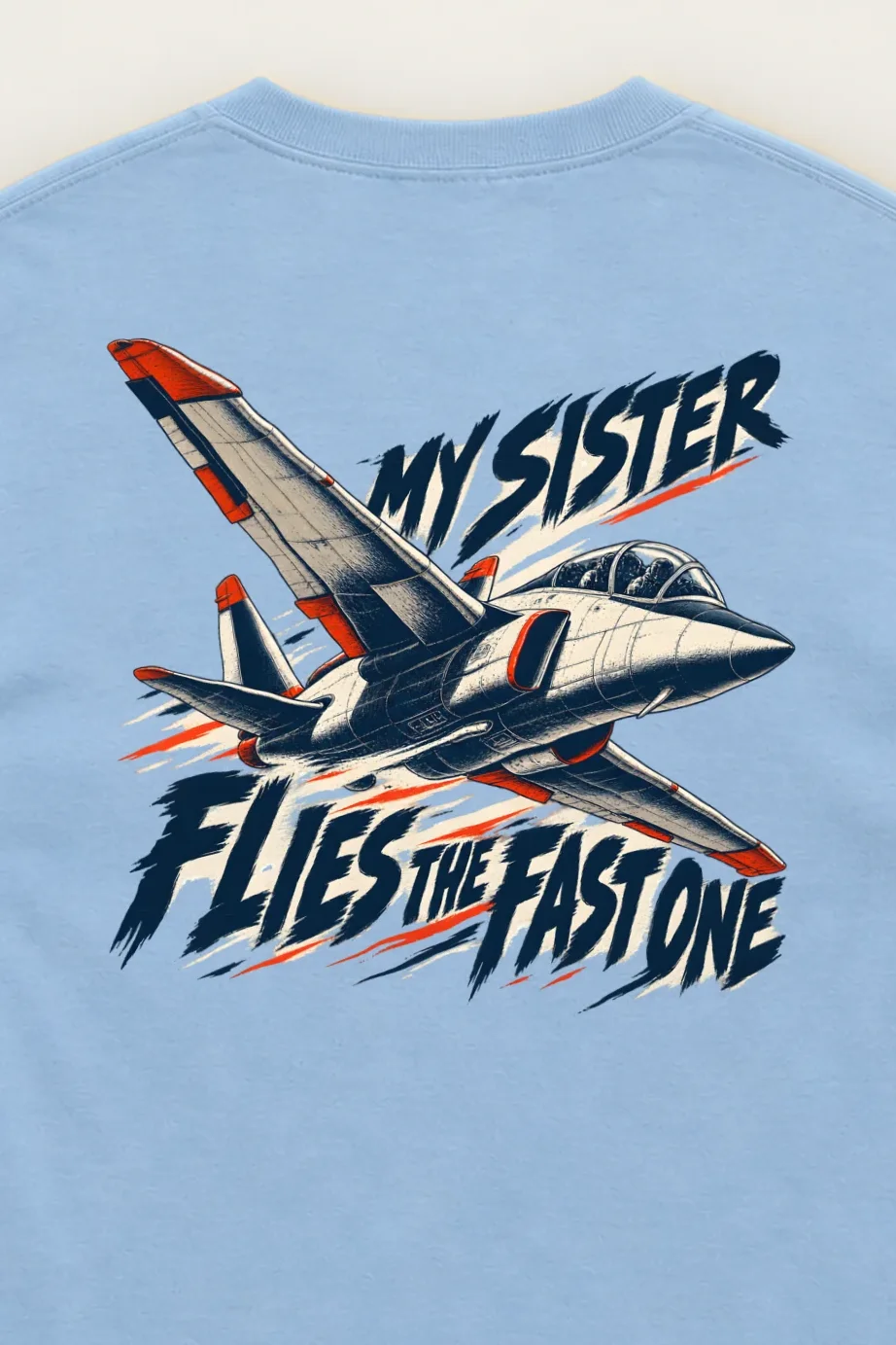 "My Sister Flies the Fast One" Unisex Longsleeve T-shirt - the graphic up close