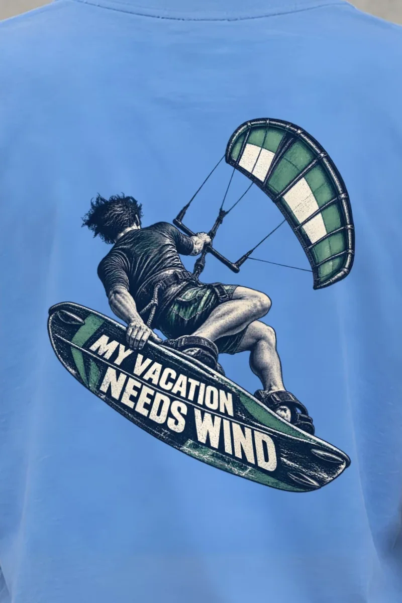"My Vacation Needs Wind" Heavyweight Unisex Crewneck T-shirt - the graphic up close
