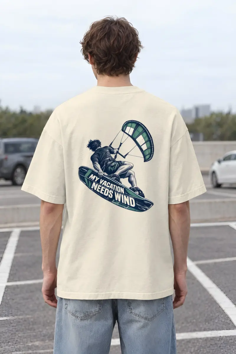 “My Vacation Needs Wind” Men’s Oversized Heavyweight Crewneck T-Shirt