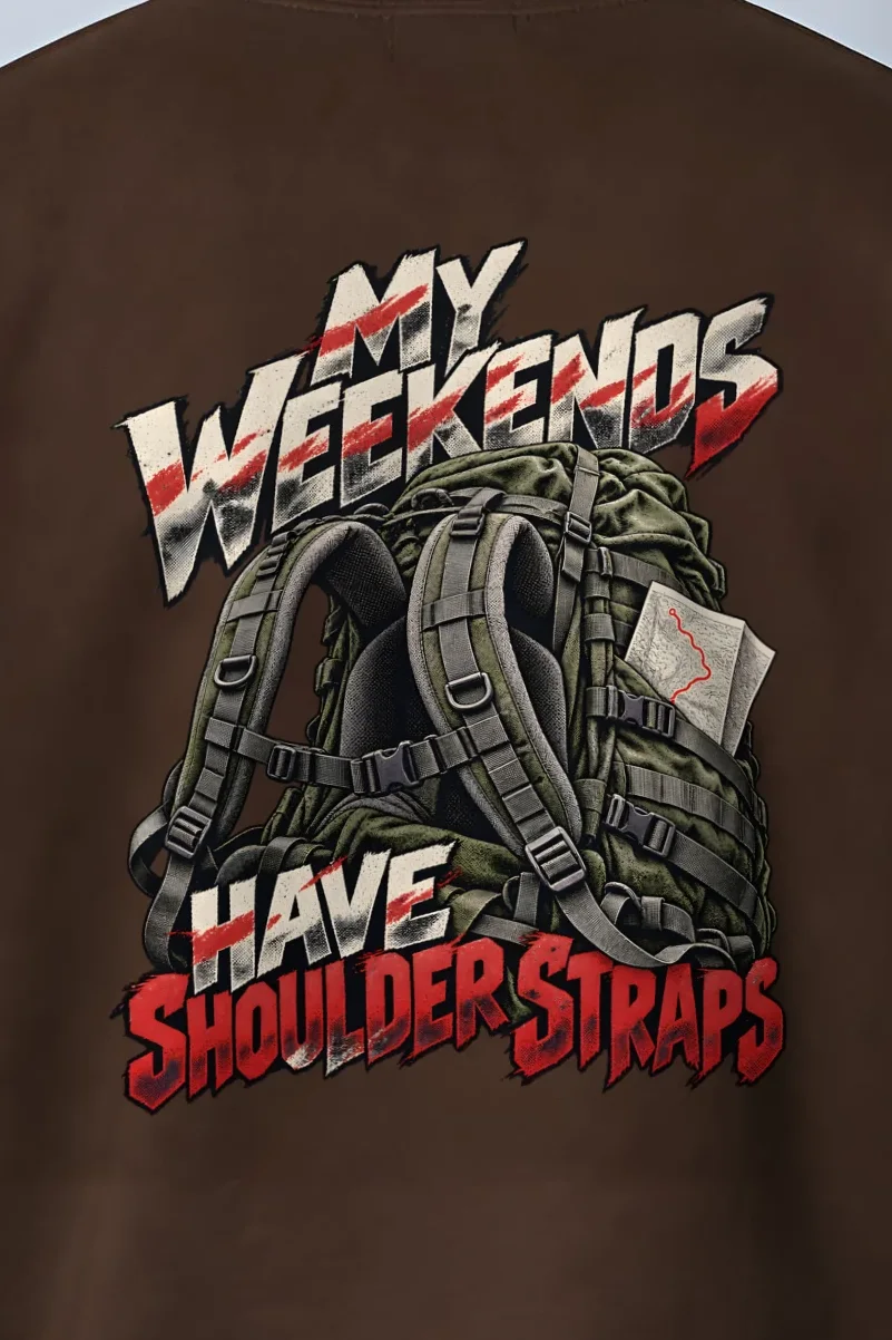 "My Weekends Have Shoulder Straps" Heavy Blend Unisex Crewneck Sweatshirt - the graphic up close