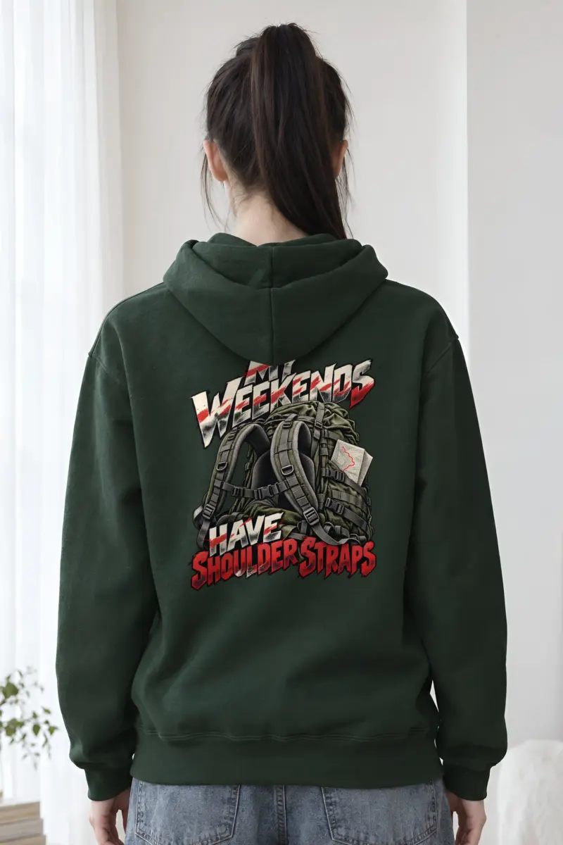 “My Weekends Have Shoulder Straps” Heavy Blend Unisex Pullover Hoodie