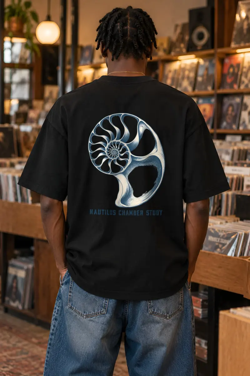 "Nautilus Chamber Study" Unisex Oversized Heavyweight Crewneck T-Shirt