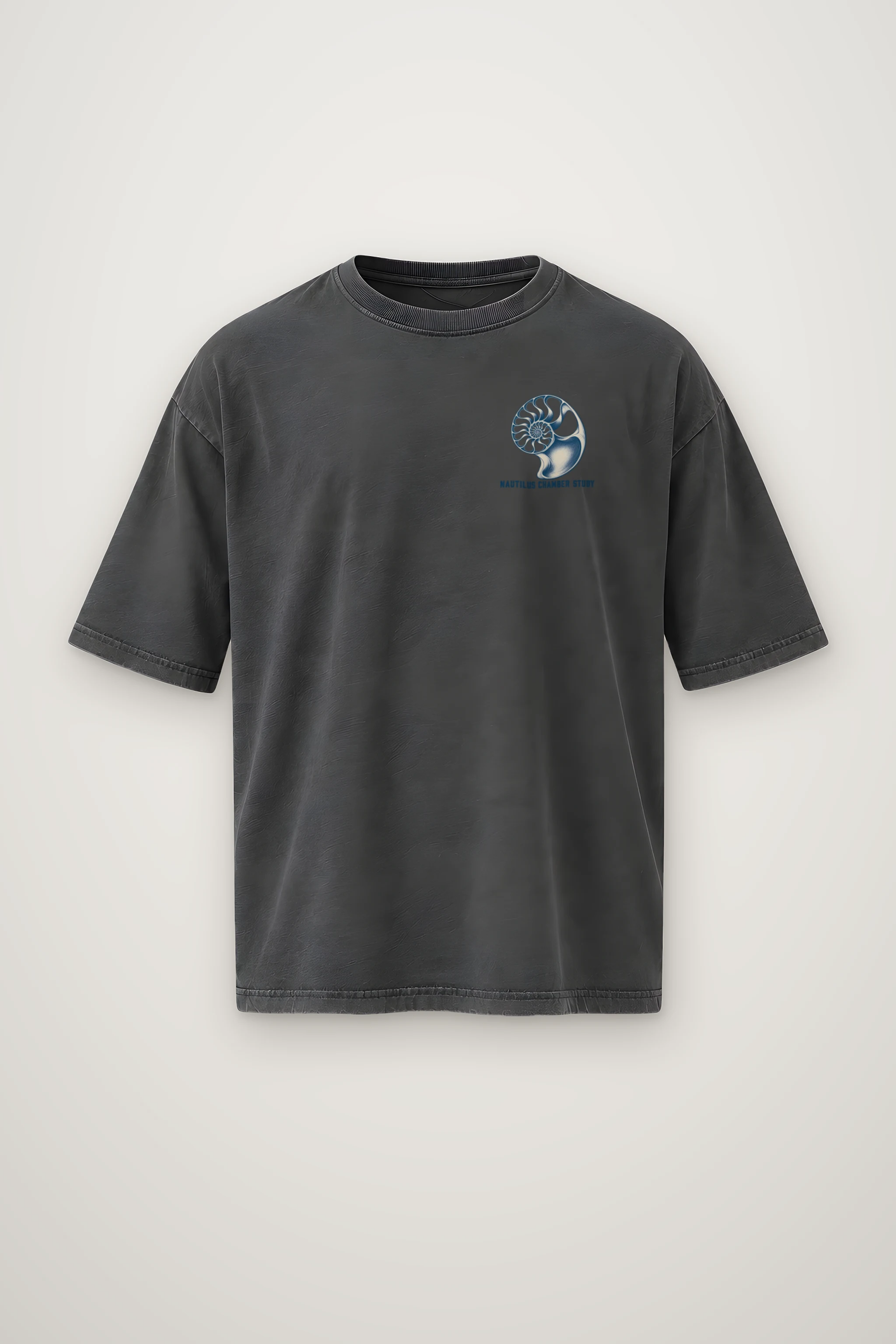 "Nautilus Chamber Study" Men's Oversized Heavyweight Crewneck T-Shirt