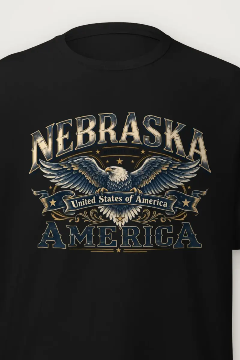 "Nebraska Eagle Emblem" Heavyweight Unisex Crewneck T-shirt