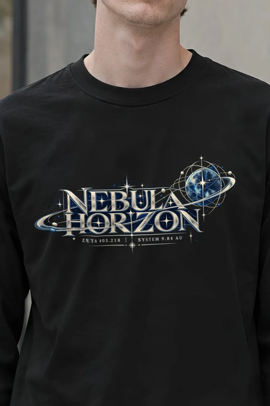 "Nebula Horizon" Unisex Longsleeve T-shirt - the graphic up close