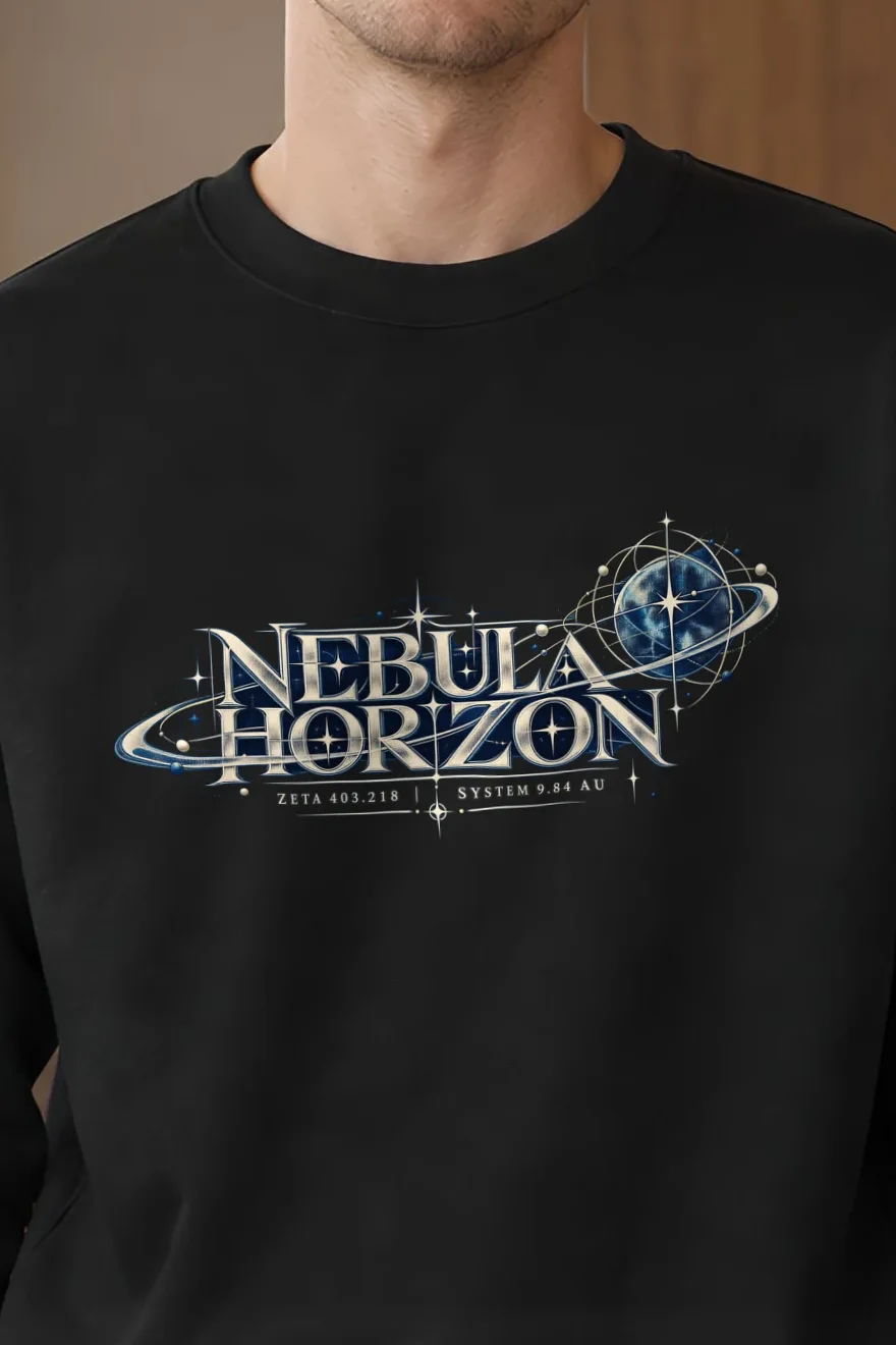 "Nebula Horizon Zeta" 1 Crewneck Sweatshirt - the graphic up close