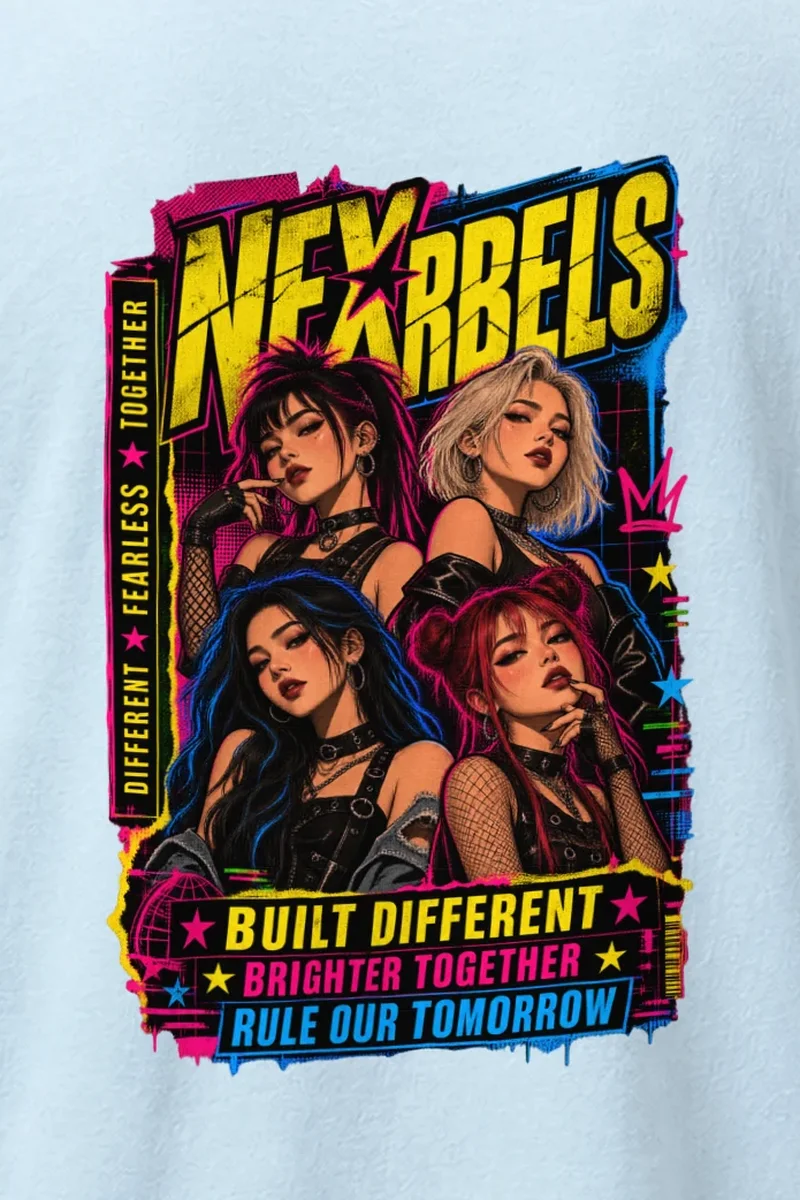 "Neon Punk Quartet" Heavyweight Unisex Crewneck T-shirt