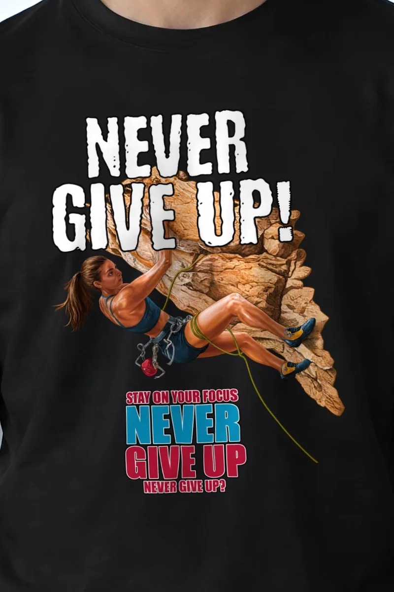 "Never Give Up Climb" Heavyweight Unisex Crewneck T-shirt
