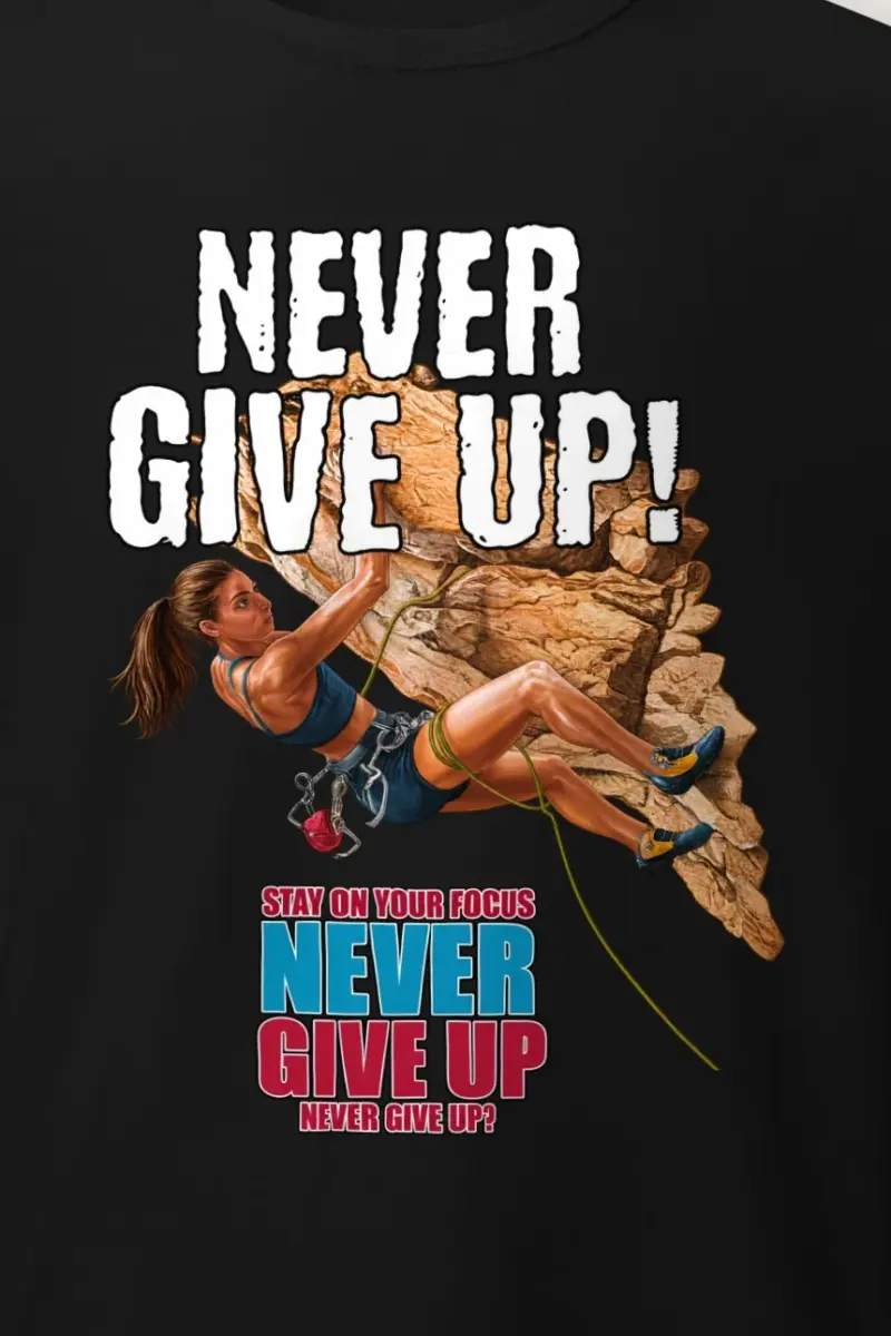 "Never Give Up Climb" Heavyweight Unisex Crewneck T-shirt