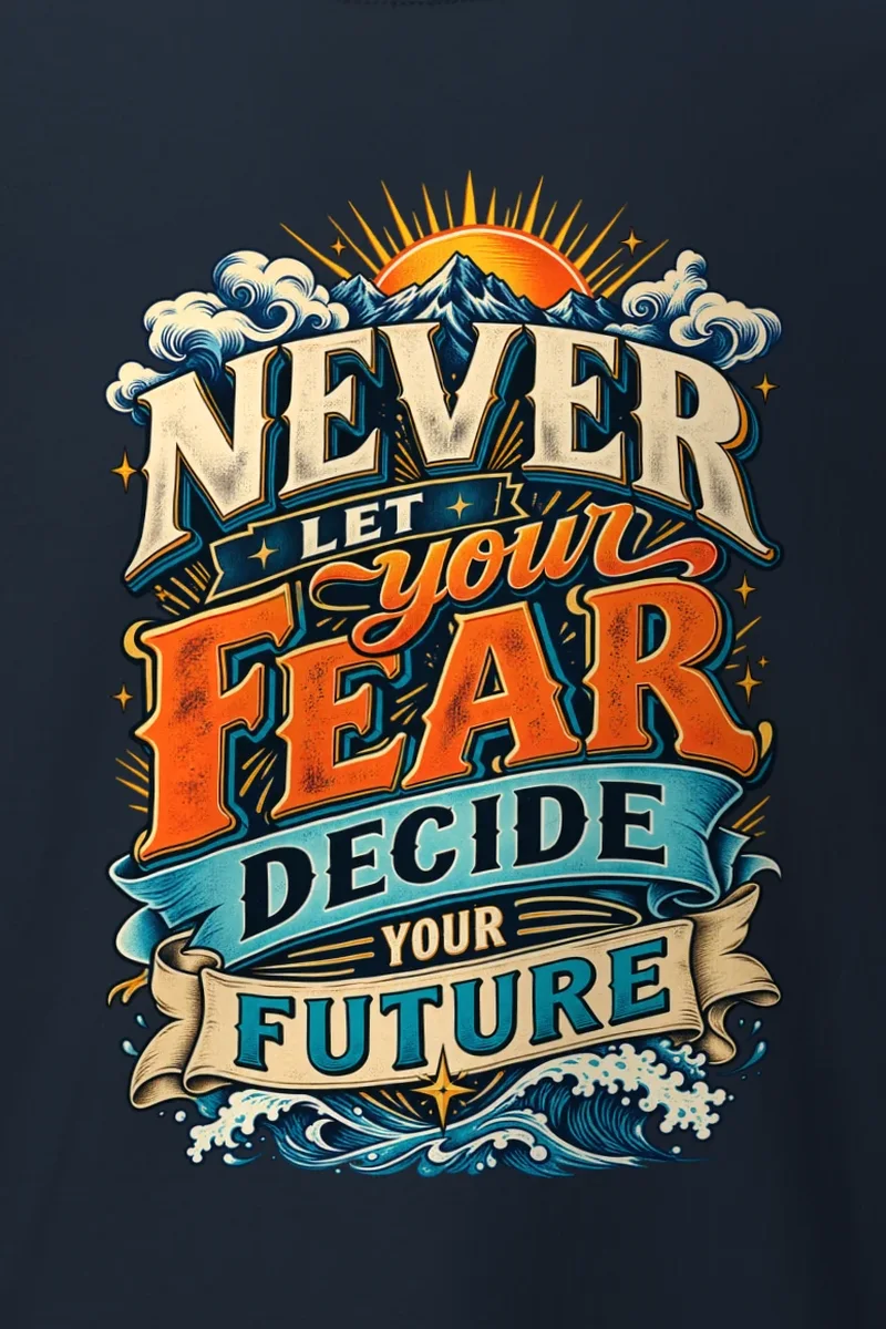 "Future Not Fear" Heavyweight Unisex Crewneck T-shirt - the graphic up close