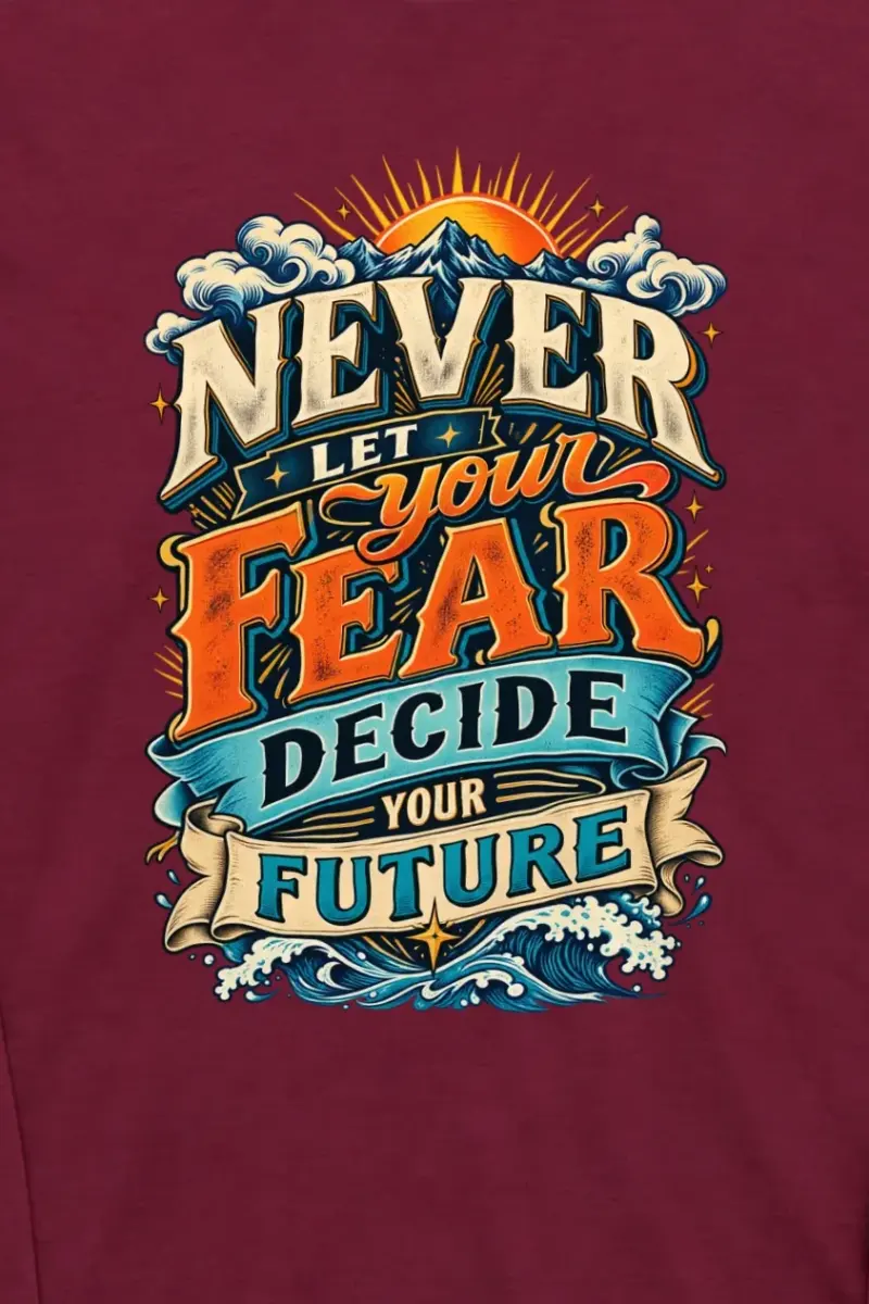 "Fear and Future Mountains" Unisex Longsleeve T-shirt - the graphic up close