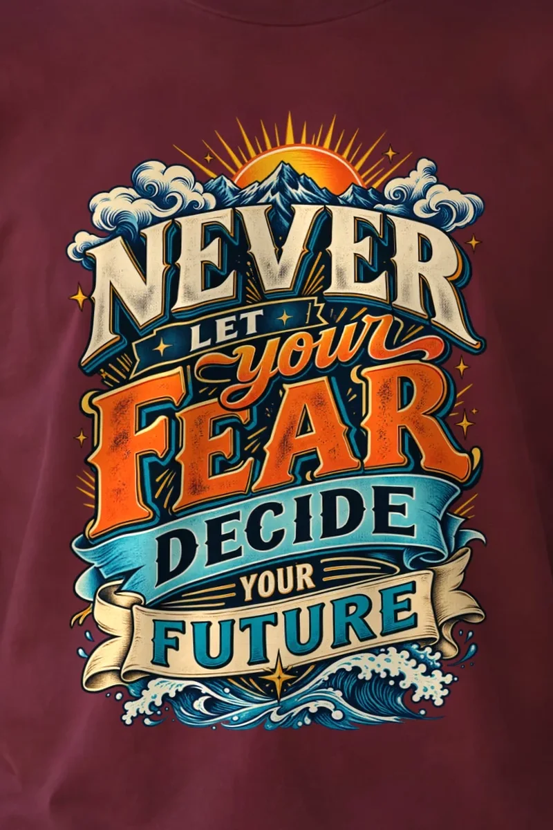 "Fear and Future Mountains" Unisex Longsleeve T-shirt - the graphic up close