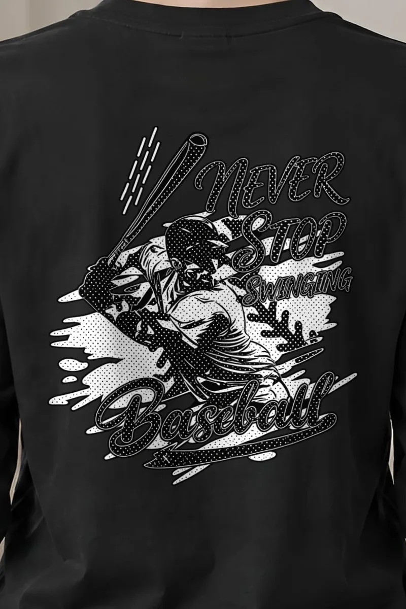 "Never Stop Swinging Baseball" Unisex Longsleeve T-shirt