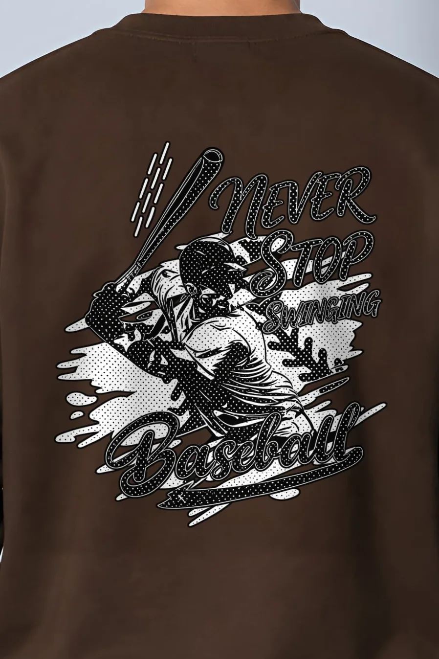 "Never Stop Swinging" 1 Crewneck Sweatshirt - the graphic up close
