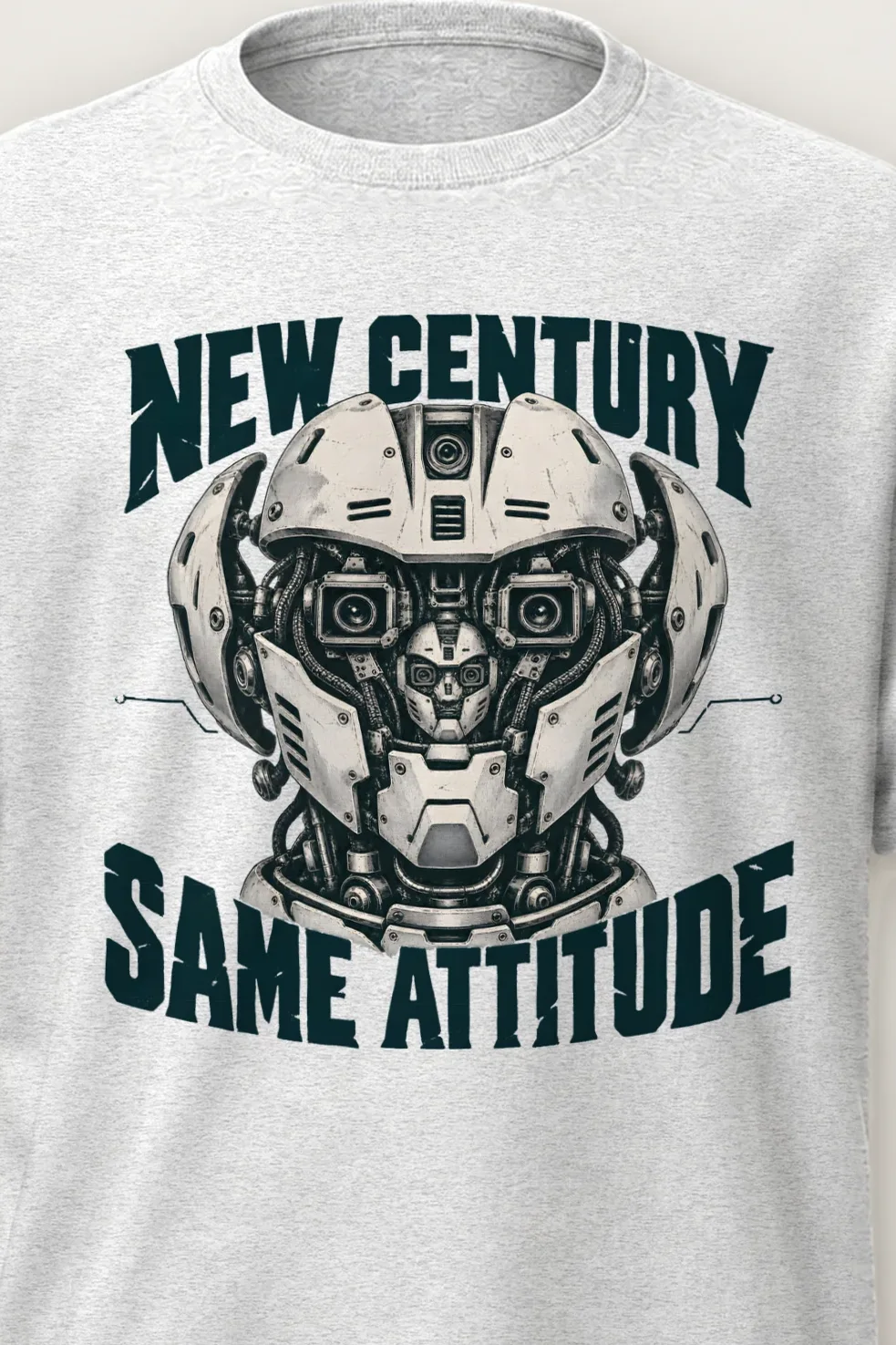 "New Century, Same Attitude" Heavyweight Unisex Crewneck T-shirt - the graphic up close