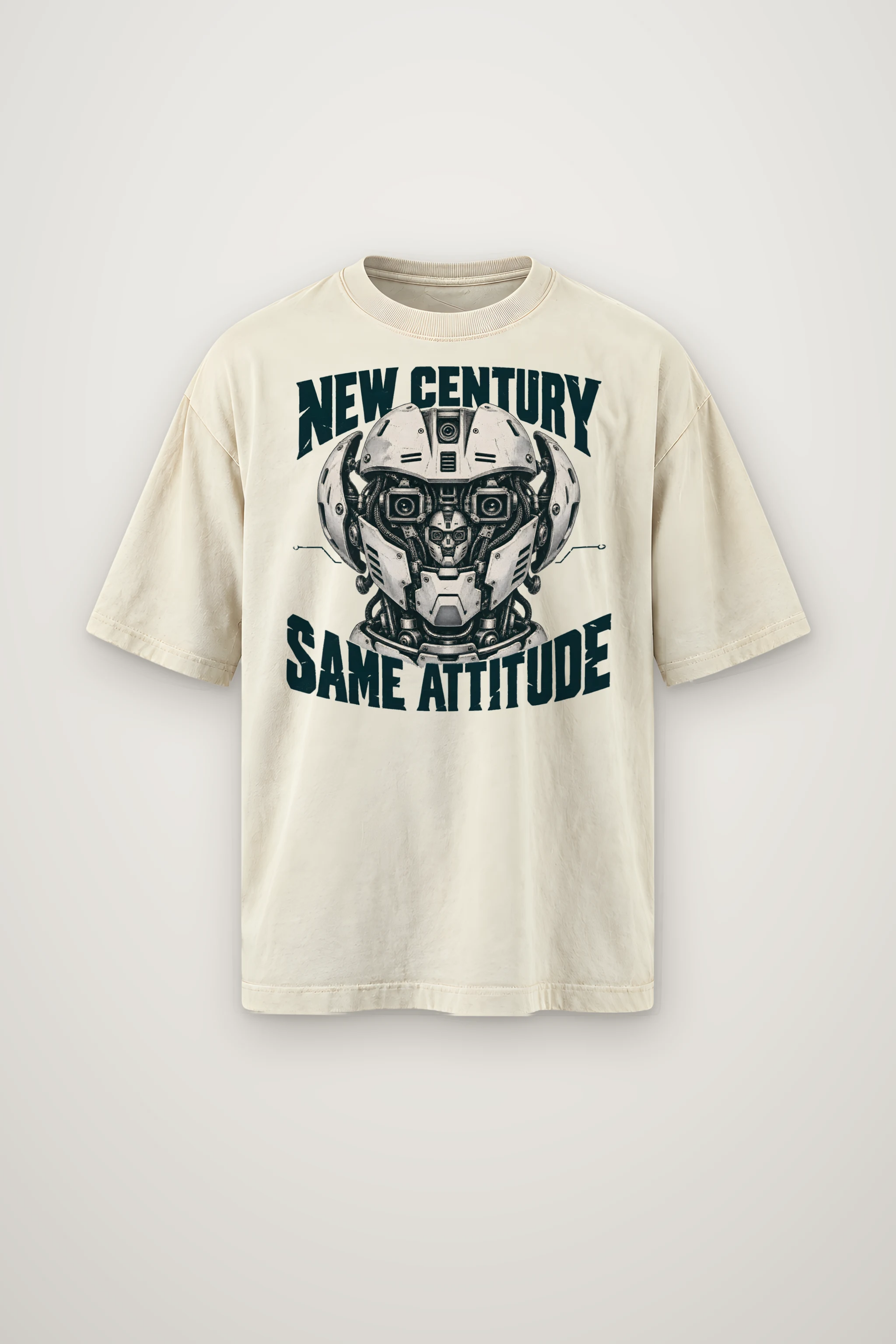 "New Century Same Attitude" Men's Oversized Heavyweight Crewneck T-Shirt
