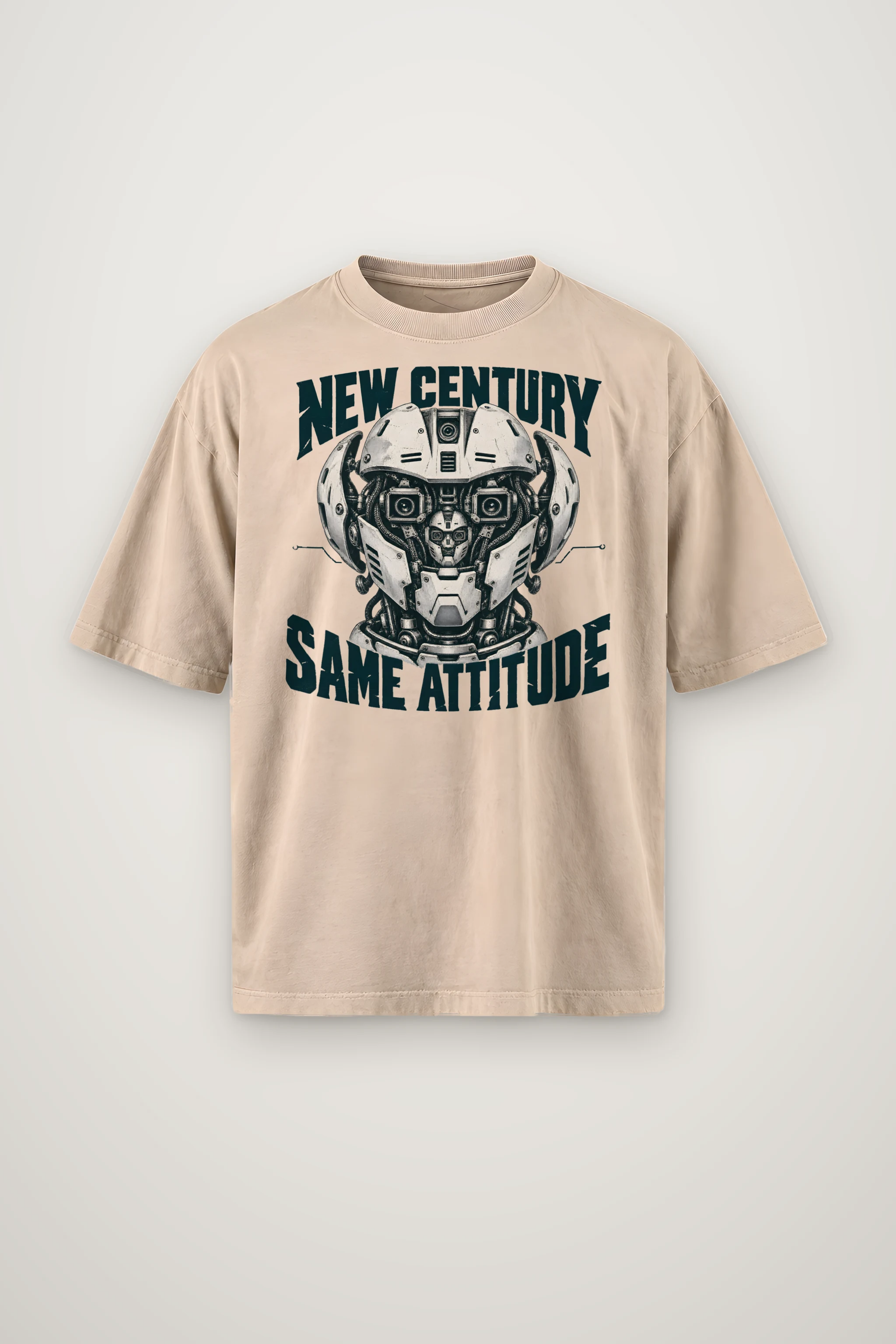 "New Century Same Attitude" Men's Oversized Heavyweight Crewneck T-Shirt