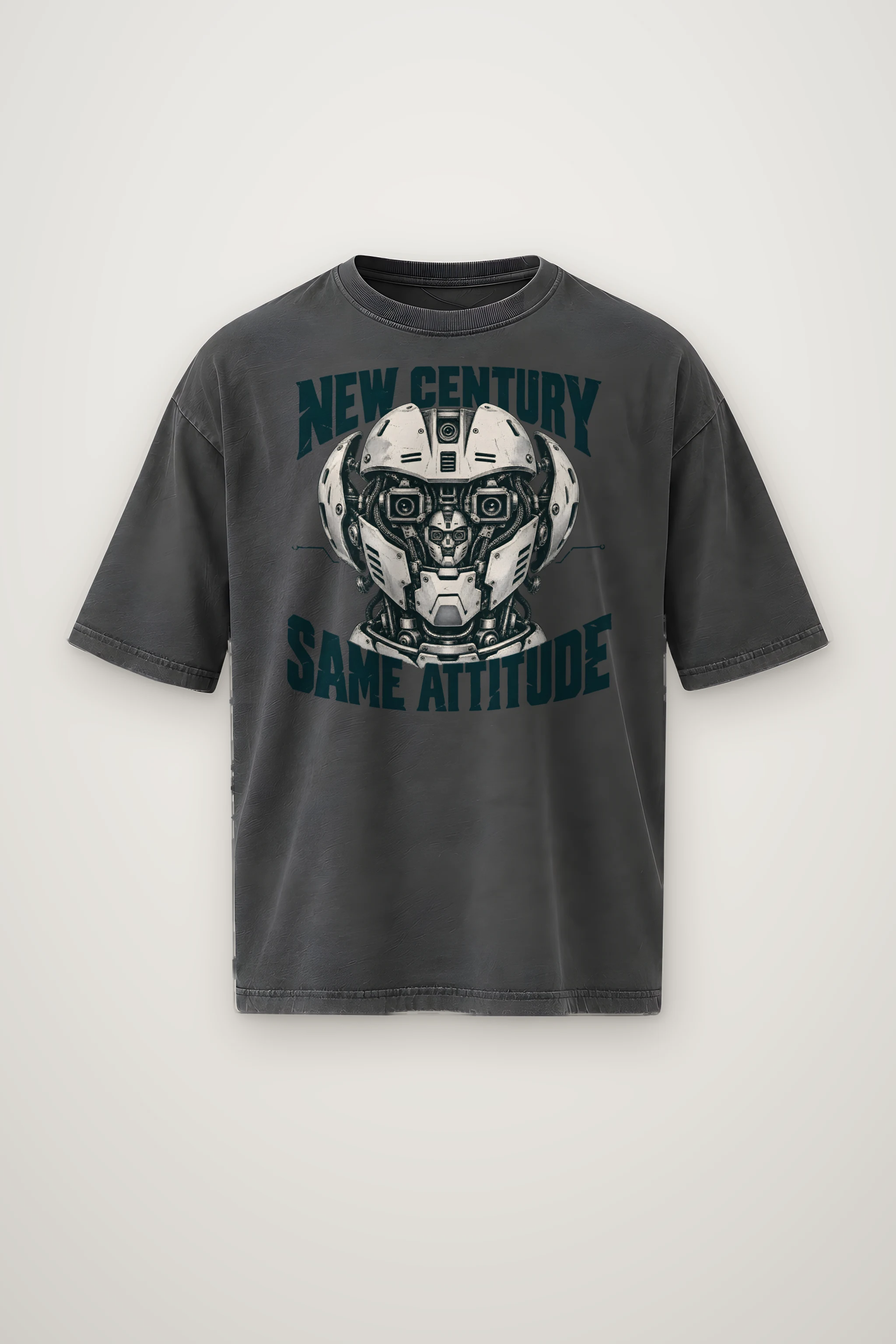 "New Century Same Attitude" Men's Oversized Heavyweight Crewneck T-Shirt