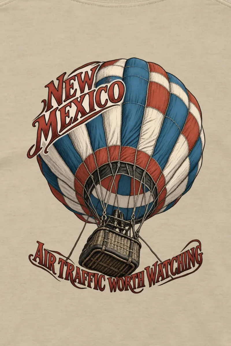 "New Mexico Air Traffic" Unisex Longsleeve T-shirt - the graphic up close