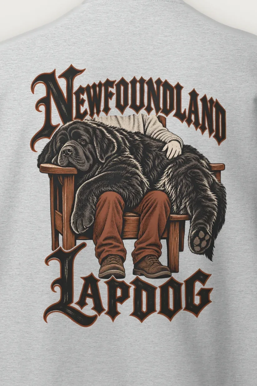 "Newfoundland Lapdog" Heavy Blend Unisex Crewneck Sweatshirt - the graphic up close