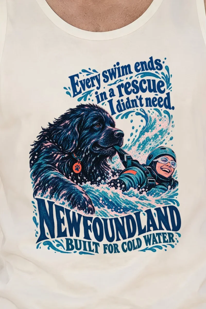 "Newfoundland Rescue" Unisex Jersey Tank - the graphic up close
